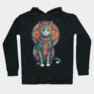 Vintage distressed-look Kaleidoscope Cat Hoodie